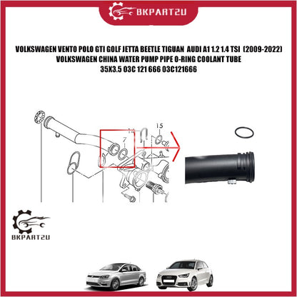 VOLKSWAGEN VENTO POLO GTI GOLF JETTA BEETLE TIGUAN AUDI 1.2 1.4 TSI 2009-2022 WATER PUMP PIPE ORING