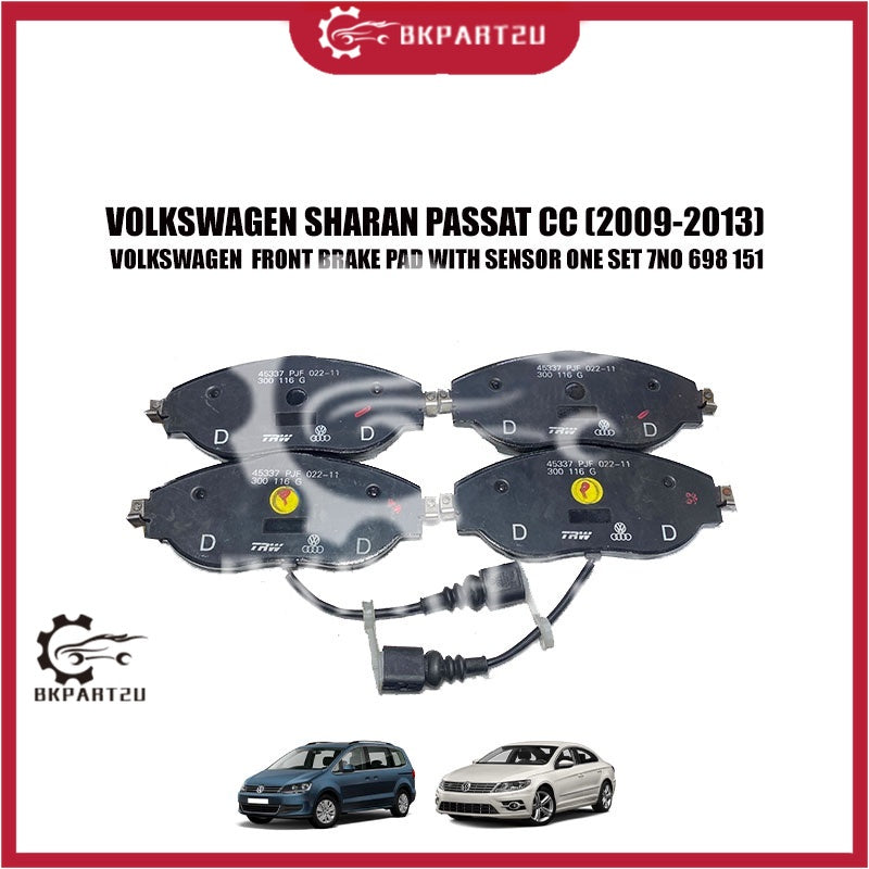 VOLKSWAGEN SHARAN GOLF MK6 PASSAT CC (2009-2013) FRONT BRAKE PAD WITH SENSOR ONE SET 7NO 698 151 C