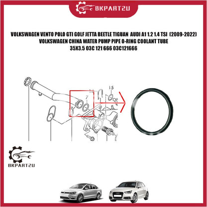 VOLKSWAGEN VENTO POLO GTI GOLF JETTA BEETLE TIGUAN AUDI 1.2 1.4 TSI 2009-2022 WATER PUMP PIPE ORING