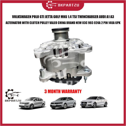 VOLKSWAGEN POLO GTI JETTA GOLF MK6 1.4 TSI TWINCHARGER AUDI A1 A3 ALTERNATOR WITH CLUTCH PULLEY VALEO CHINA 03C903023A