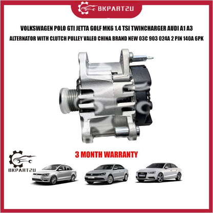 VOLKSWAGEN POLO GTI JETTA GOLF MK6 1.4 TSI TWINCHARGER AUDI A1 A3 ALTERNATOR WITH CLUTCH PULLEY VALEO CHINA 03C903023A