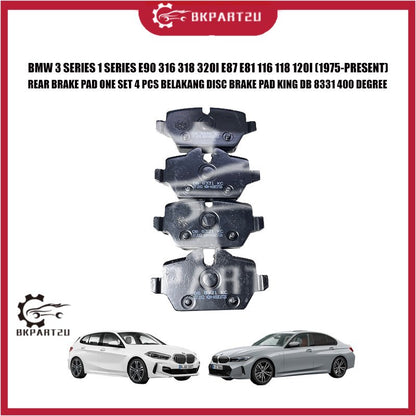 BMW 3 SERIES 1 SERIES E90 316 318 320I E87 E81 116 118 120I REAR BRAKE PAD ONE SET 4 PCS BELAKANG DISC BRAKE PAD KING