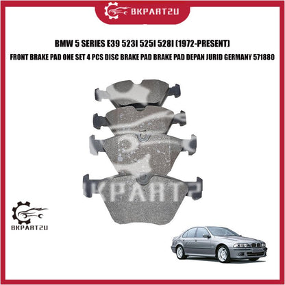 BMW 5 SERIES E39 523I 525I 528I FRONT BRAKE PAD ONE SET 4 PCS DISC BRAKE PAD BRAKE PAD DEPAN JURID GERMANY 571880