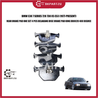 BMW E38 7 SERIES 728 730 X5 E53 REAR BRAKE PAD ONE SET 4 PCS BELAKANG DISC BRAKE PAD KING DB8020 400 DEGREE