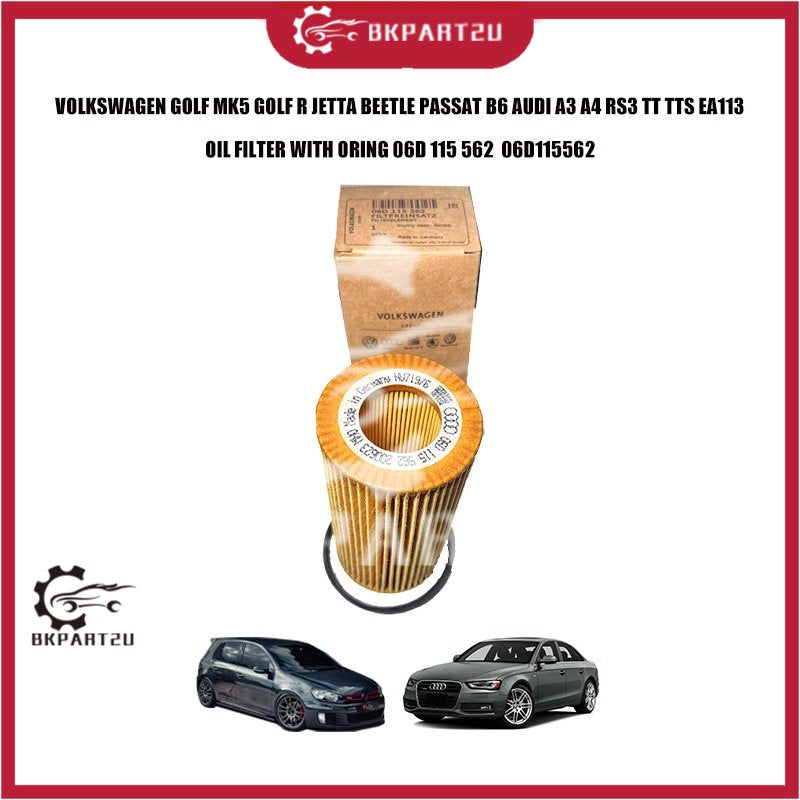 VOLKSWAGEN GOLF MK5 GOLF R JETTA BEETLE PASSAT B6 AUDI A3 A4 EA113 OIL FILTER WITH ORING 06D 115 562