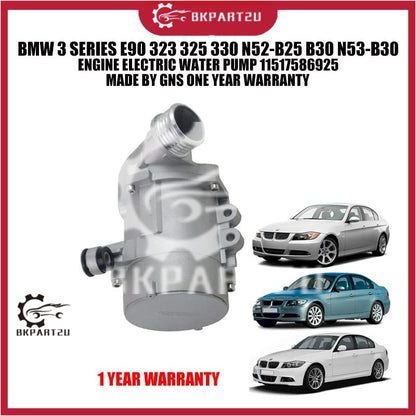 BMW 3 SERIES E90 323 325 330 N52-B25 B30 N53-B30 ENGINE ELECTRIC WATER PUMP 11517586925 MADE BY GNS ONE YEAR WARRANTY