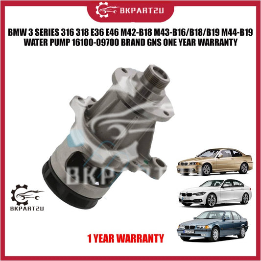 BMW 3 SERIES 316 318 E36 E46 M42-B18 M43-B16/B18/B19 M44-B19 WATER PUMP 16100-09700 BRAND GNS ONE YEAR WARRANTY