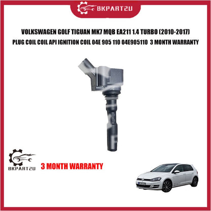 VOLKSWAGEN GOLF TIGUAN MK7 MQB EA211 1.4 TURBO (2010-2017) BLACK IGNITION PLUG COIL 04E 905 110