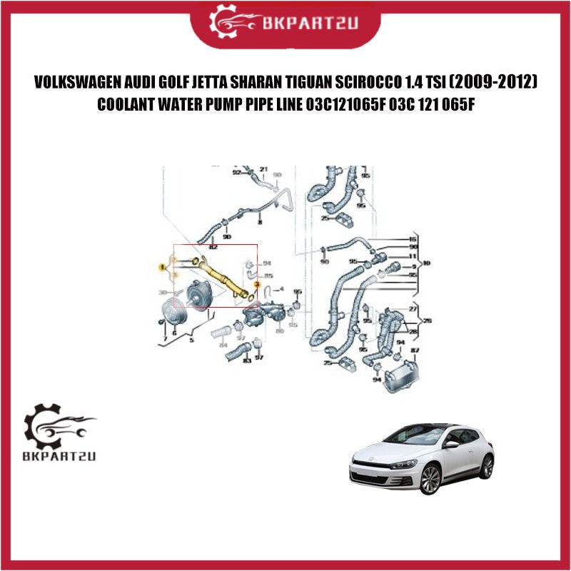 VOLKSWAGEN GOLF JETTA SHARAN TIGUAN SCIROCCO 1.4 TSI (2009-2012) COOLANT WATER PUMP PIPE 03C 121 065