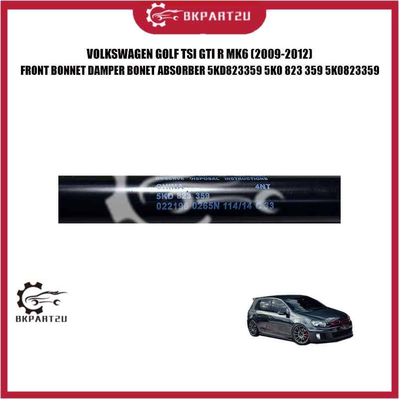 VOLKSWAGEN GOLF TSI GTI R MK6 (2009-2012) FRONT BONNET DAMPER BONET ABSORBER 5KD823359 5K0 823 359 5K0823359