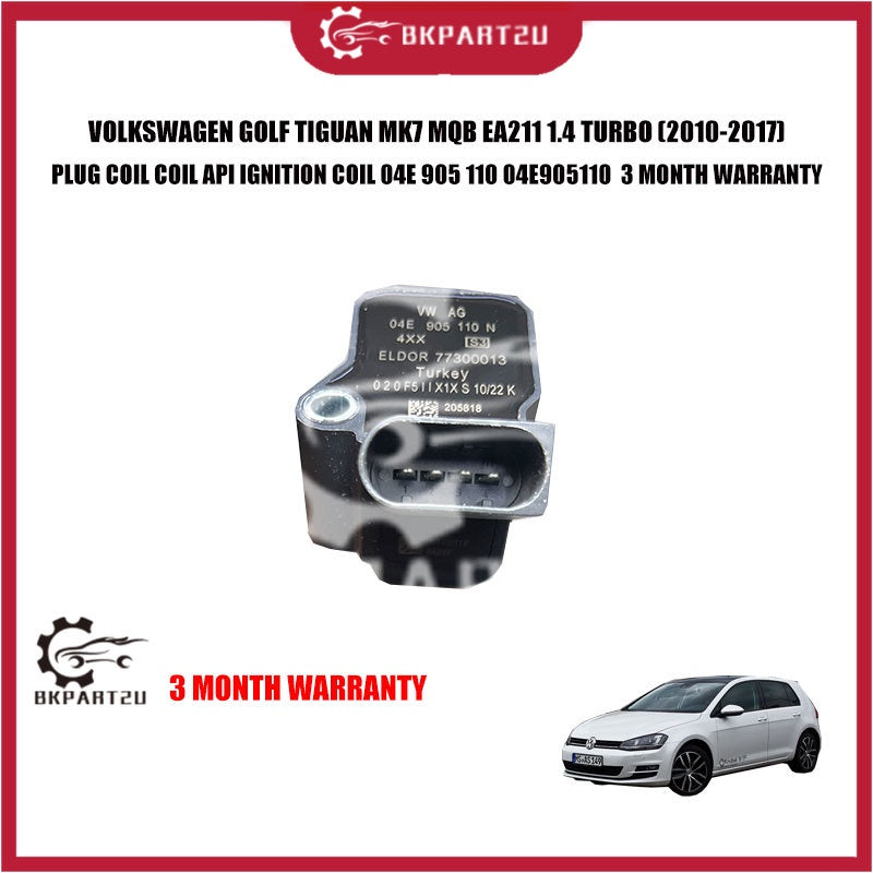 VOLKSWAGEN GOLF TIGUAN MK7 MQB EA211 1.4 TURBO (2010-2017) BLACK IGNITION PLUG COIL 04E 905 110