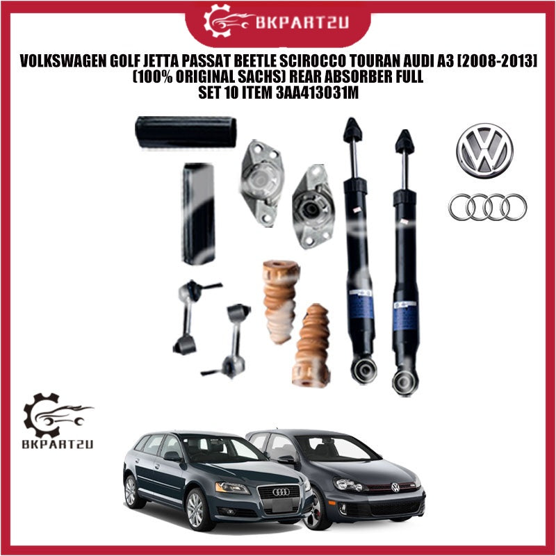 VOLKSWAGEN GOLF JETTA PASSAT BEETLE SCIROCCO TOURAN AUDI A3 (100% ORIGINAL SACHS) REAR ABSORBER FULL SET 10 ITEM 3AA4130