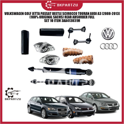 VOLKSWAGEN GOLF JETTA PASSAT BEETLE SCIROCCO TOURAN AUDI A3 (100% ORIGINAL SACHS) REAR ABSORBER FULL SET 10 ITEM 3AA4130