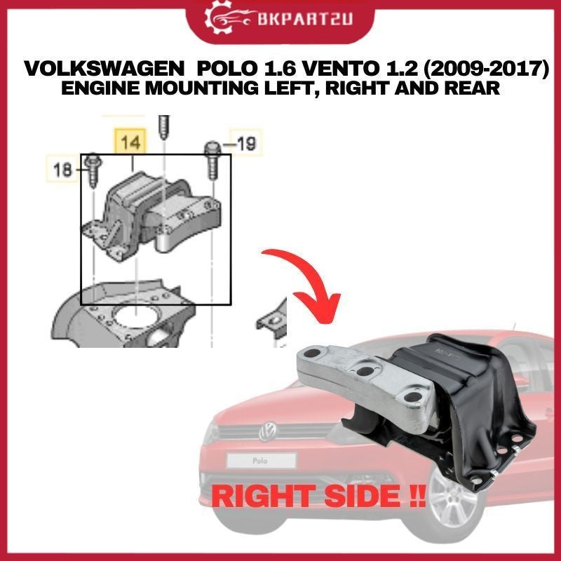 VOLKSWAGEN POLO 1.6 VENTO NEW 1.2 (2009-2017) ENGINE MOUNTING SET 3 PCS LEFT RIGHT REAR ONE SET