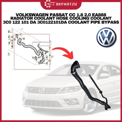 VOLKSWAGEN PASSAT CC 1.8 2.0 EA888 RADIATOR COOLANT HOSE COOLING COOLANT 3C0 122 101 DA 3C0122101DA COOLANT PIPE BYPASS