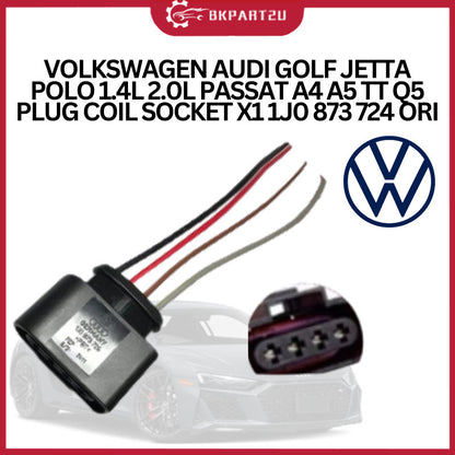 VOLKSWAGEN AUDI GOLF JETTA POLO 1.4L ,2.0L  PASSAT A4 A5 TT Q5 PLUG COIL SOCKET X1 MADE BY VOLKSWAGEN 1J0 873 724 ORI