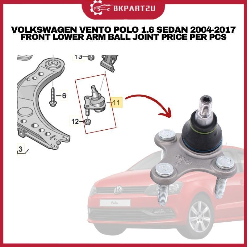 VOLKSWAGEN VENTO POLO 1.6 SEDAN 2004-2017 FRONT LOWER ARM BALL JOINT 6RD 407365 6RD 407 366