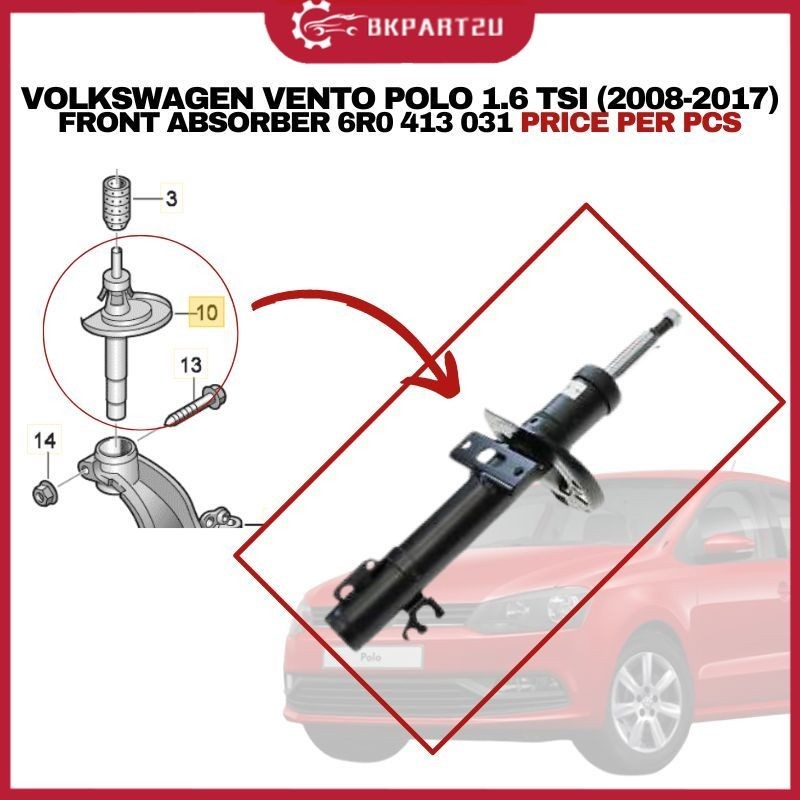 VOLKSWAGEN VENTO POLO 1.6 TSI (2008-2017) FRONT ABSORBER DEPAN 6 MONTH WARRANTY 6R0 413 031